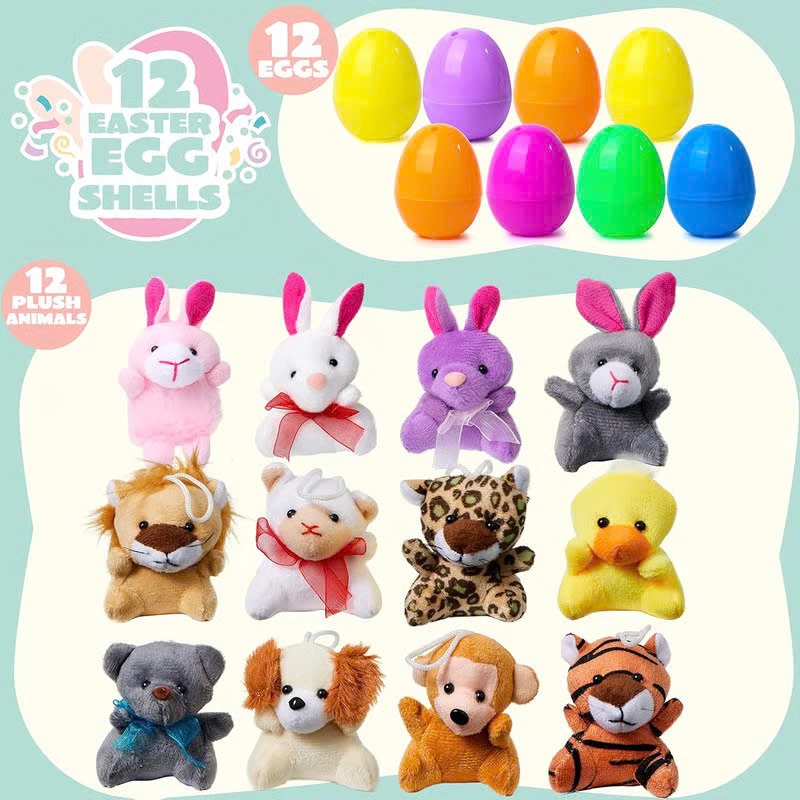 🔥50% OFF Today Only! 12/24/36 Pcs Prefilled Easter Eggs, Filled with Plush Animal Toys