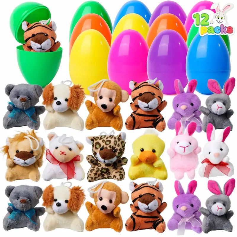 🔥50% OFF Today Only! 12/24/36 Pcs Prefilled Easter Eggs, Filled with Plush Animal Toys