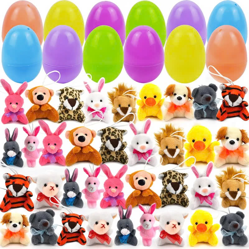 🔥50% OFF Today Only! 12/24/36 Pcs Prefilled Easter Eggs, Filled with Plush Animal Toys