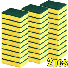 2Pcs Kitchen Dishwashing Soft Sponge Absorbent Clean Rub Pot Rust Scouring Pad Removing Kits Household Cleaning Brush Sponge