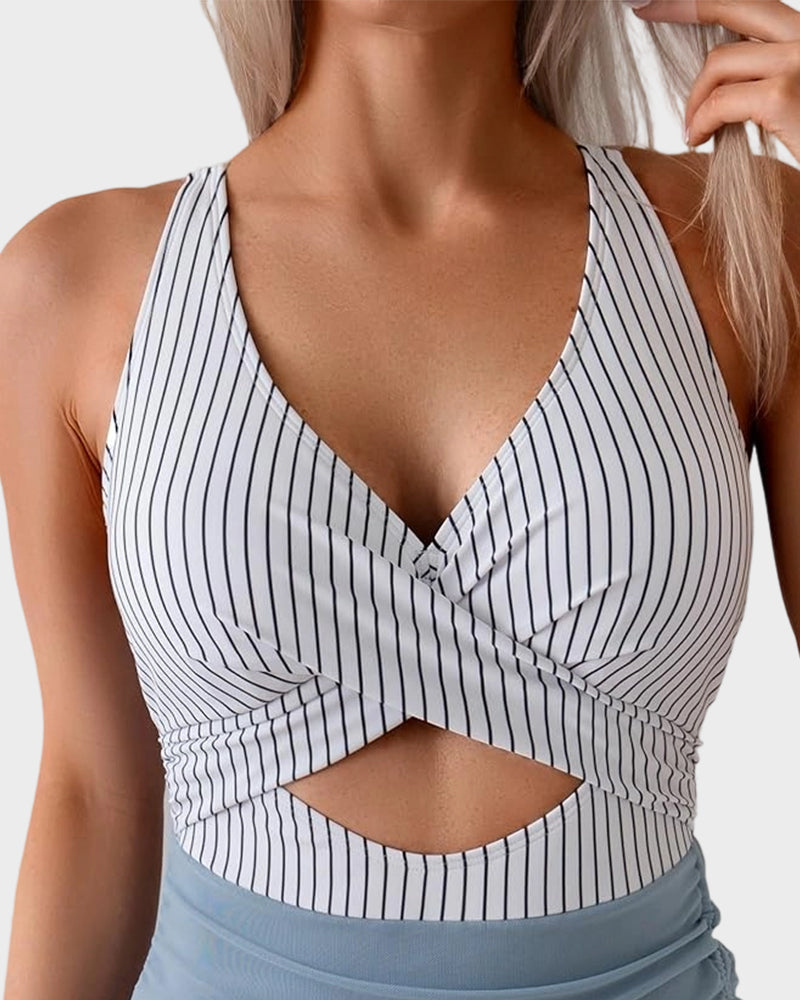 Mesh Cutout Tummy Control One-Piece Swimdress